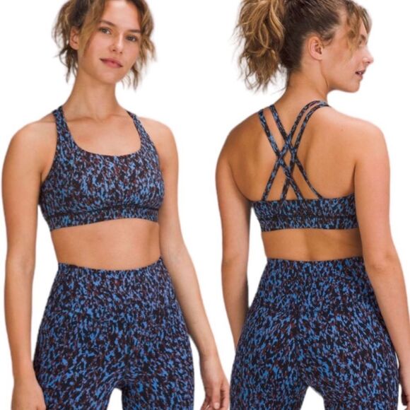 Lululemon Energy Bra Leopard Camo Blue Nile Multi 12 - Picture 10 of 10